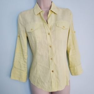 Theory 'Dervan' Yellow Button Front shirt - Sz S